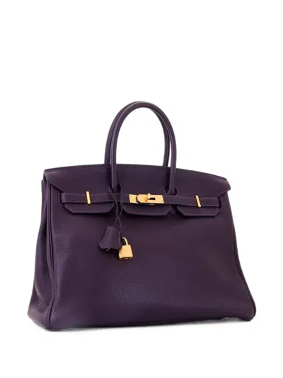 Pre-owned Hermes Birkin Handbag Purple Togo With Gold Hardware 35 Tote Bag