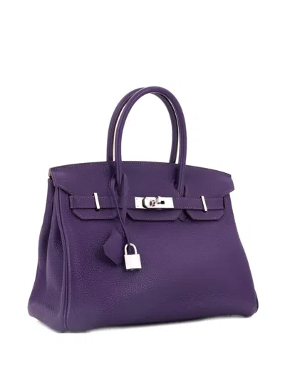 Pre-owned Hermes Birkin Handbag Purple Togo With Palladium Hardware 30 Tote Bag