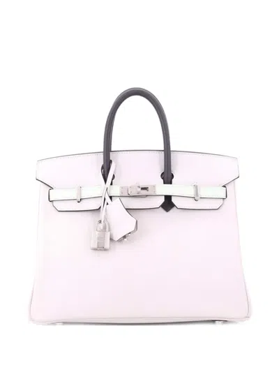 Pre-owned Hermes Birkin Handbag Tricolor Epsom With Palladium Hardware 25 Tote Bag In Gray