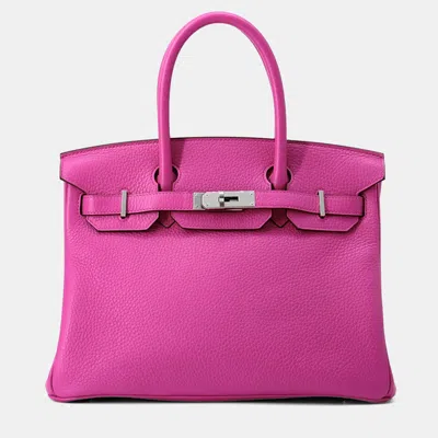 Pre-owned Hermes Birkin Magnolia Taurillon Clemence Tote 30 In Pink
