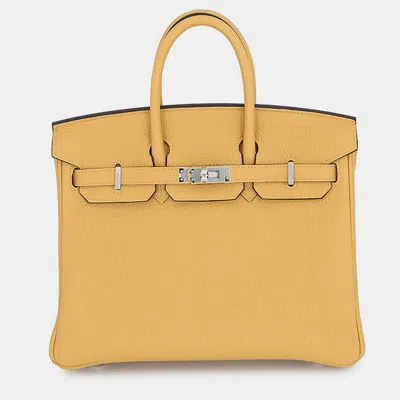 Pre-owned Hermes Birkin Paille Togo Leather Size 25 In Yellow