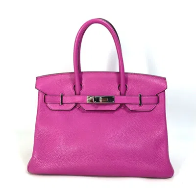 Pre-owned Hermes Birkin Pink Taurillon Clemence Leather Handbag Tote Bag ()
