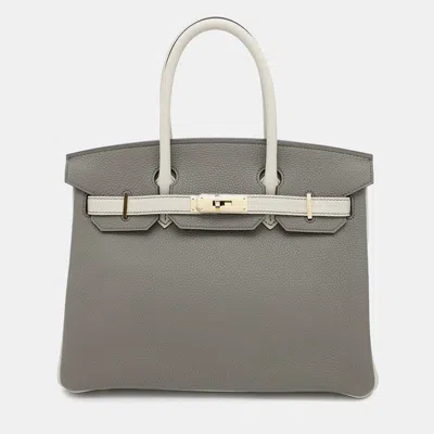Pre-owned Hermes Birkin Spo Gris Meyer/pearl Grey Togo Leather Evercolor Size 30