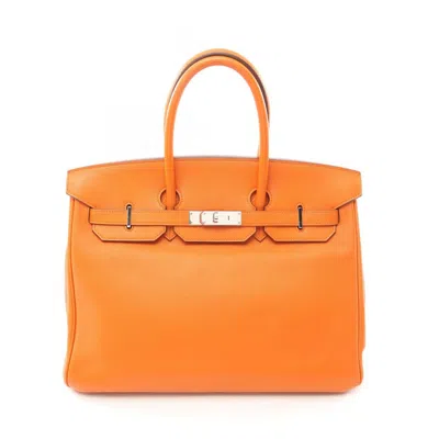 Pre-owned Hermes Birkin Swift Leather Handbag () In Orange