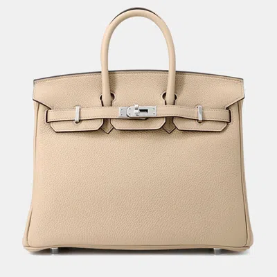 Pre-owned Hermes Birkin Trench Togo Leather Tote 25 In Sand