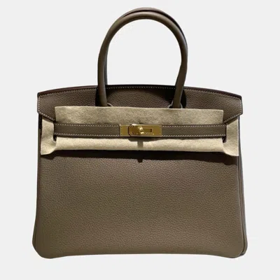 Pre-owned Hermes Birkin30 Etoupe Gold Hardware Togo Stamp W Stamp In Brown