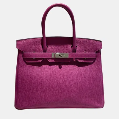 Pre-owned Hermes Birkin30 L3 Rose Pourpre Silver Hw Togo In Pink