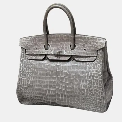 Pre-owned Hermes Birkin35 Turtledove Shiny Silver Hw