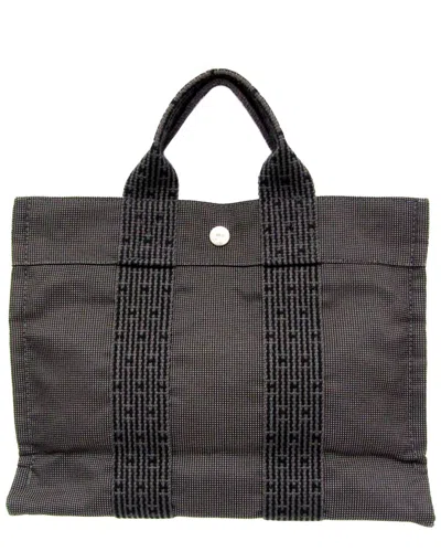 Pre-owned Hermes Hermès Black & Gray Polyamide & Polyester Her Line (authentic )