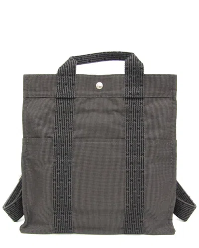 Pre-owned Hermes Hermès Black & Grey Polyamide & Polyester Backpack (authentic Pre-loved)