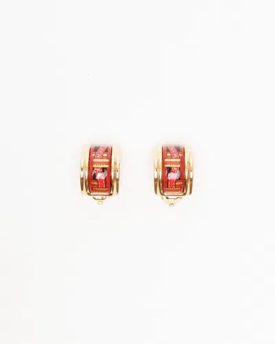 Pre-owned Hermes Hermès Black And Red Enamel Clip-on Earrings