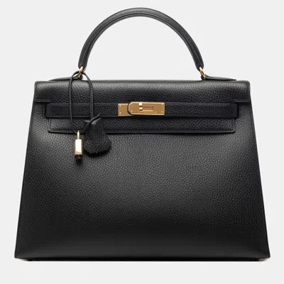 Pre-owned Hermes Black Ardennes Kelly Sellier 32