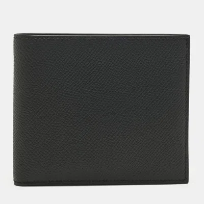 Pre-owned Hermes Hermès Black Black Madame Leather Citizen Twill Wallet