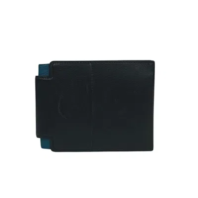 Pre-owned Hermes Black Blue Leather Wallet (bi-fold) () In Multi