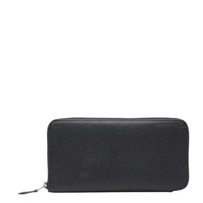 Pre-owned Hermes Black Blue Marine Fauve Epsom Leather Long Wallet (bi-fold) ()