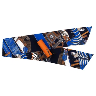 Pre-owned Hermes Hermès Black Blue Maxi Twilly