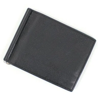 Pre-owned Hermes Black Blue Paon Epsom Leather Wallet (bi-fold) ()