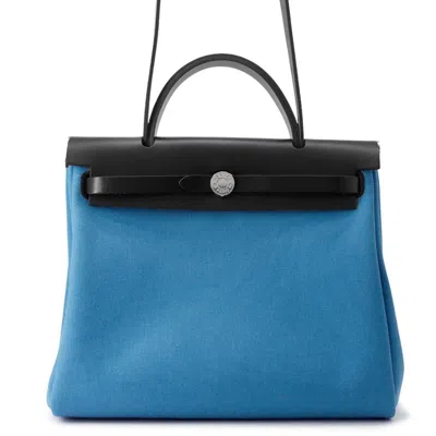 Pre-owned Hermes Black Blue Vache Leather Shoulder Bag () In Multi