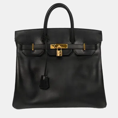 Pre-owned Hermes Black Box Calf Haut A Courroies 32 Handbag