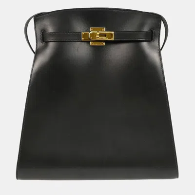 Pre-owned Hermes Black Box Calf Kelly Sport Shoulder Bag Gm
