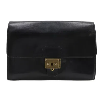 Pre-owned Hermes Black Box Calf Leather Clutch Bag Pochette ()