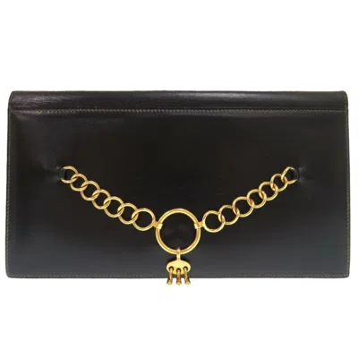 Pre-owned Hermes Black Box Calf Leather Clutch Bag ()