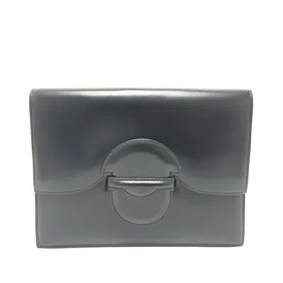 Pre-owned Hermes Black Box Calf Leather Clutch Bag ()