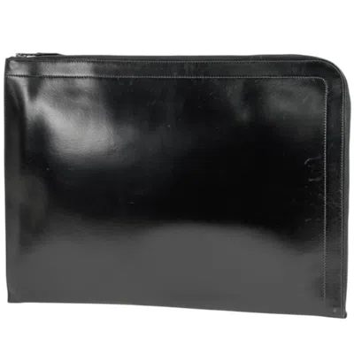 Pre-owned Hermes Black Box Calf Leather Clutch Bag ()