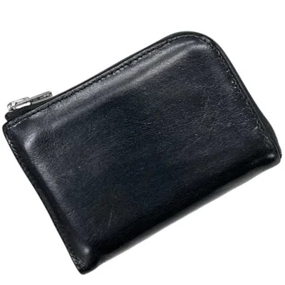 Pre-owned Hermes Black Box Calf Leather Coin Purse/coin Case ()
