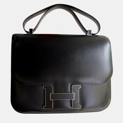 Pre-owned Hermes Black Box Calf Leather Constance 30 Shoulder Bag