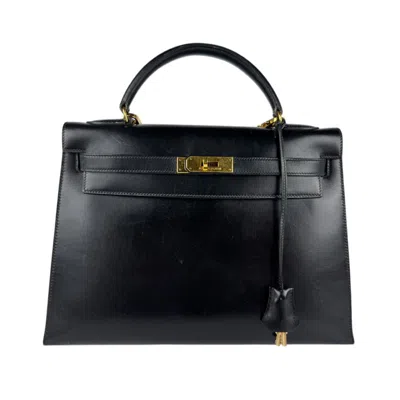 Pre-owned Hermes Black Box Calf Leather Handbag Shoulder Bag ()