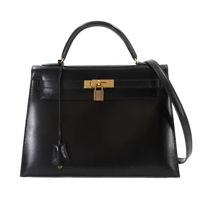 Pre-owned Hermes Black Box Calf Leather Handbag Shoulder Bag ()