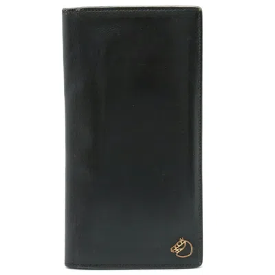 Pre-owned Hermes Black Box Calf Leather Long Bill Wallet (bi-fold) ()