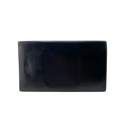 Pre-owned Hermes Black Box Calf Leather Long Wallet (bi-fold) ()