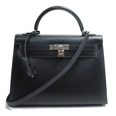 Pre-owned Hermes Black Box Calf Leather Shoulder Bag ()