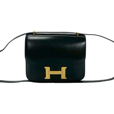 Pre-owned Hermes Black Box Calf Leather Shoulder Bag ()