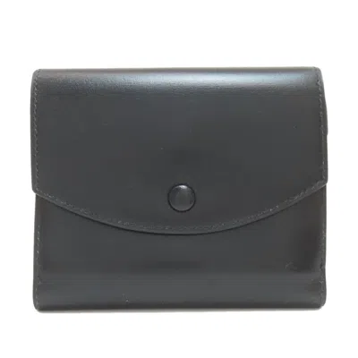 Pre-owned Hermes Black Box Calf Leather Wallet (bi-fold) ()