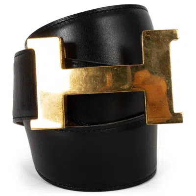 Pre-owned Hermes Black Box Leather Constance 40 Belt 70