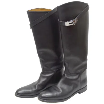 Pre-owned Hermes Hermés Black Box Leather Jumping Boot