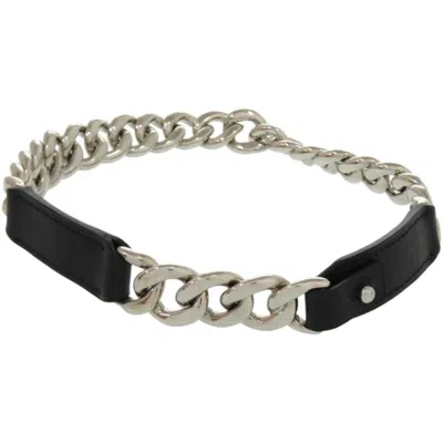 Pre-owned Hermes Black Brown Barenia Leather Metal Necklace () In Multi