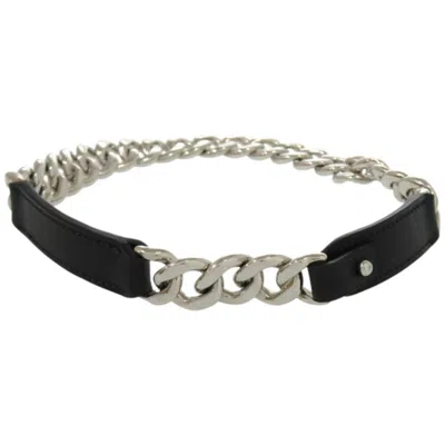 Pre-owned Hermes Black Brown Barenia Leather Metal Necklace () In Multi