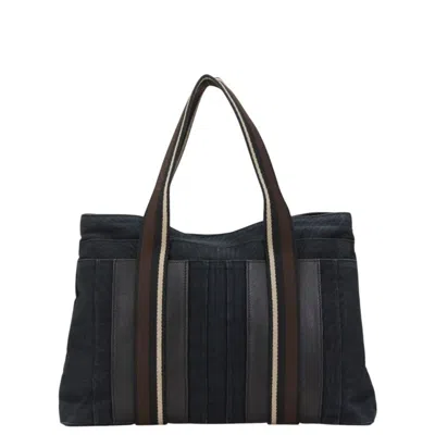 Pre-owned Hermes Black Brown Canvas Leather Tote Bag () In Multi