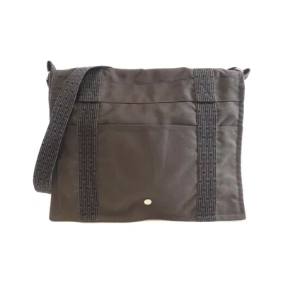 Pre-owned Hermes Black Brown Canvas Shoulder Bag ()