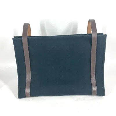 Pre-owned Hermes Black Brown Canvas Shoulder Bag Tote Bag () In Black, Brown