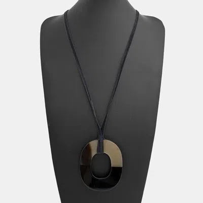 Pre-owned Hermes Black Brown Horn Necklace