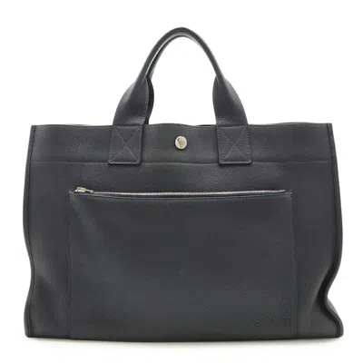 Pre-owned Hermes Black Buffalo Leather Handbag Tote Bag ()