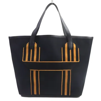 Pre-owned Hermes Black Camel Taurillon Clemence Leather Tote Bag ()