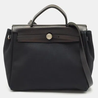 Pre-owned Hermes Black Canvas And Leather Herbag 31 Bag