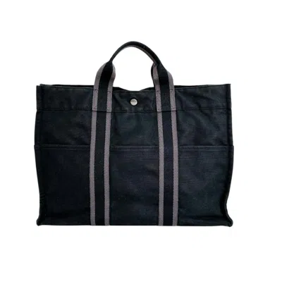 Pre-owned Hermes Black Canvas Handbag Tote Bag ()