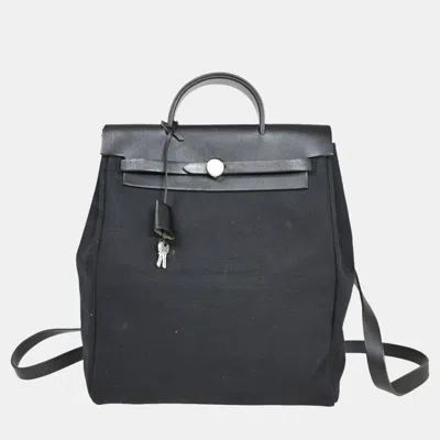 Pre-owned Hermes Black Canvas Herbag Backpack Bag
